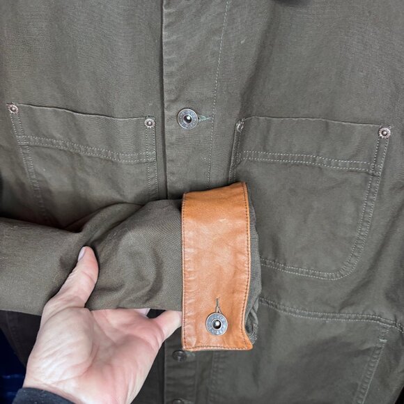 Vintage Orvis Leather Collar Canvas Chore Coat - Picture 4 of 8